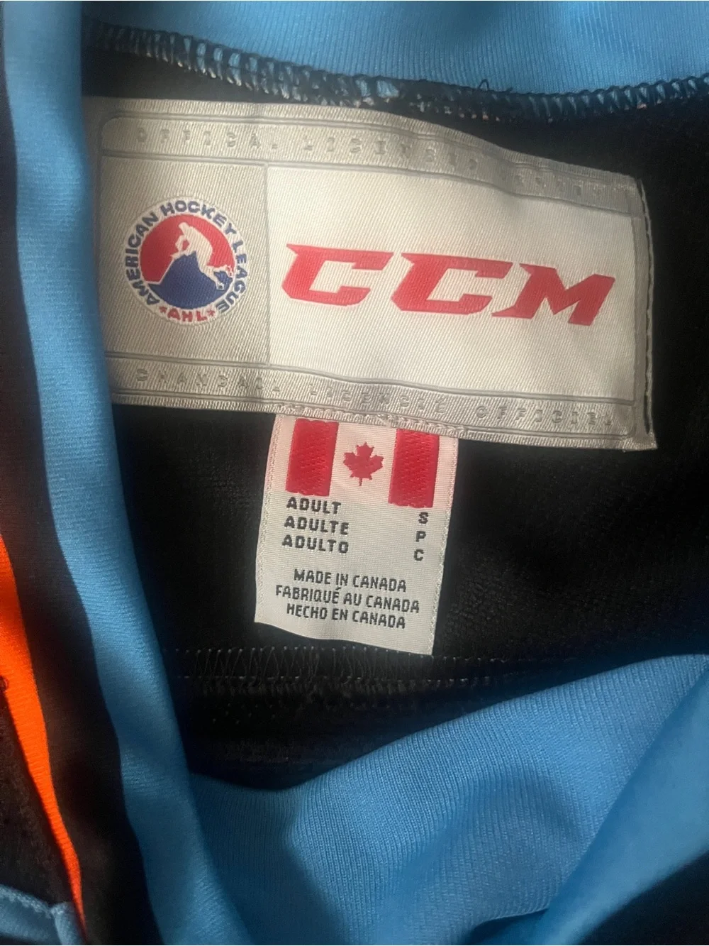 Men’s Small - Black, Light Blue & Orange Hockey Jersey  Gulls
